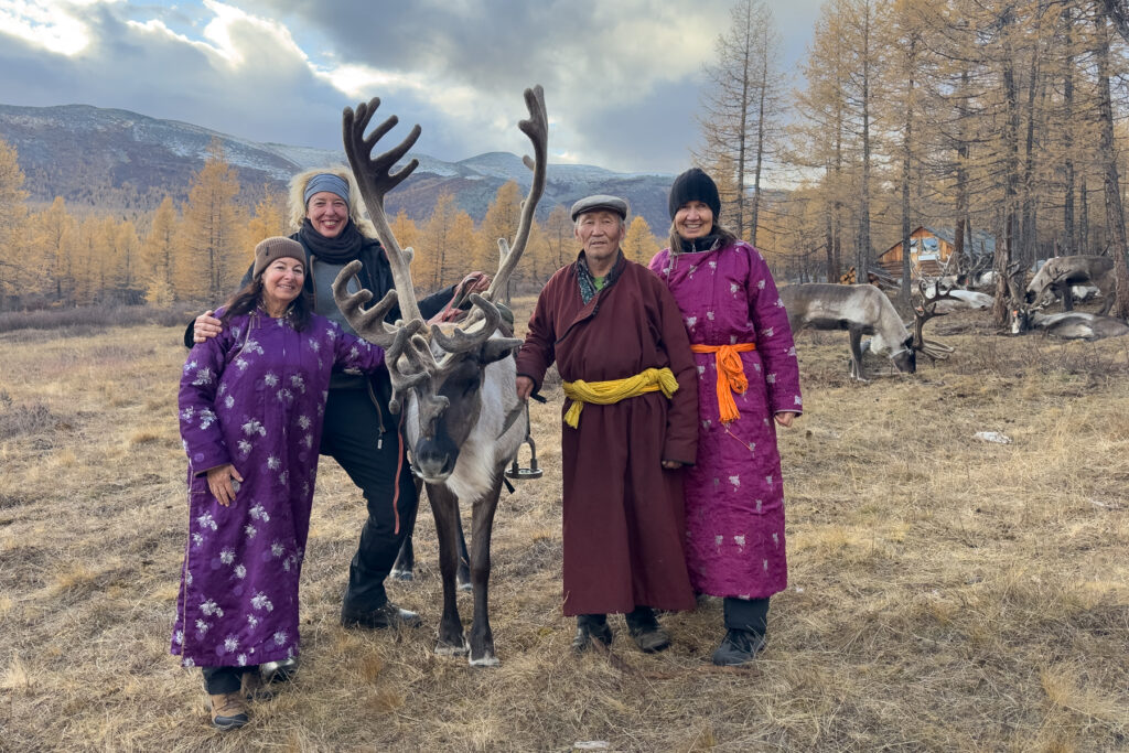 Our 2024 Tsaatan Expedition group with our host on our final day in the Taiga (image by Inger Vandyke)