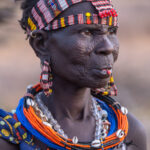 An elderly Jie woman with her facial scarification (image by Inger Vandyke)
