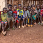 A line of children in the photo, who walked with us throughout the Ari village (image by Ingrid Koedood)