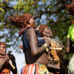 The bull juming ceremony is a vibrant celebration, accompanied by dance and music performed by the Hamer woman (image by Ingrid Koedood)