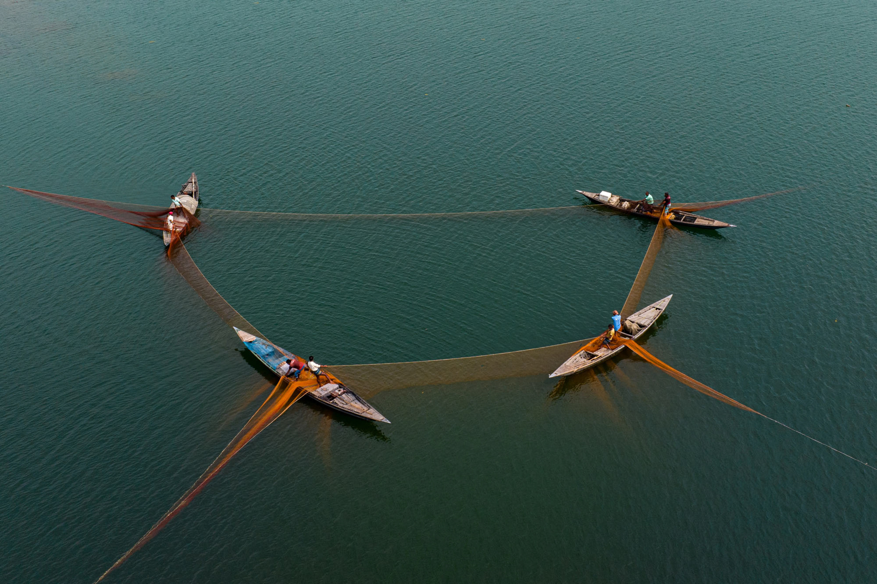 Four-boat fishing in the river (image by Yousuf Tushar)