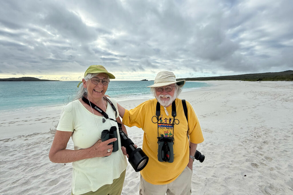Eclipse and storm chasers Jay and Judy on everyone’s favourite island, Española (Image by Mike Watson)