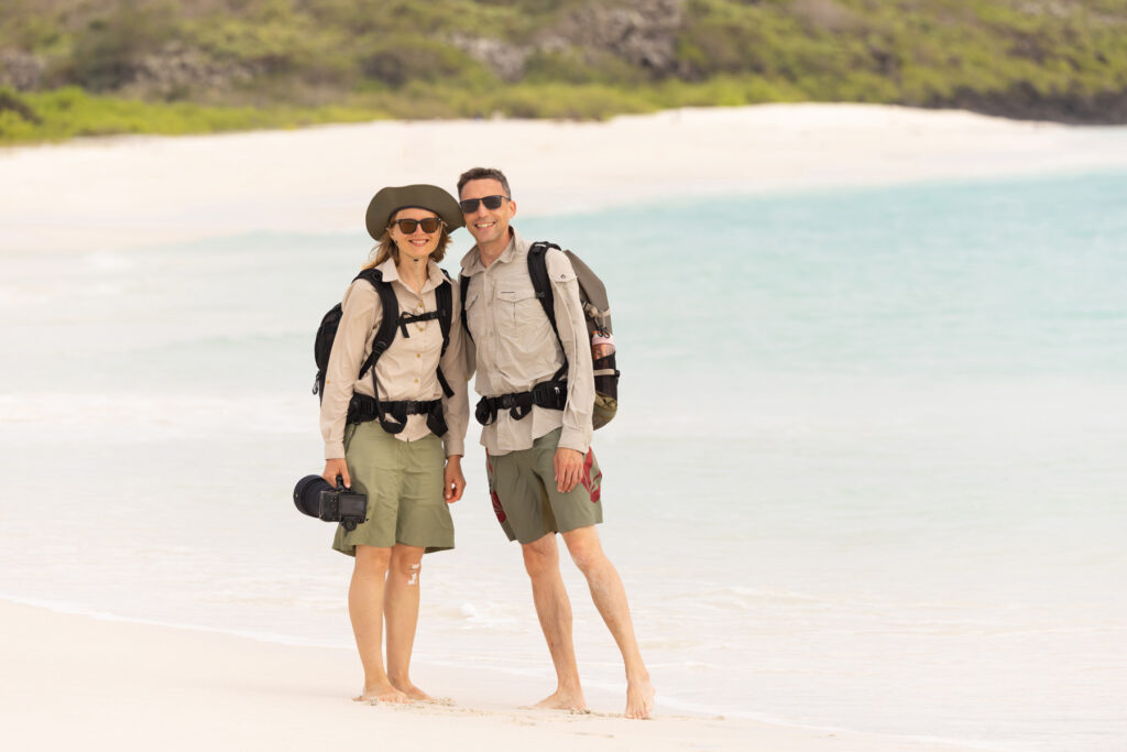 Wild Imagers Agné and Daniel at Gardner Bay on Española (Image by Mike Watson)