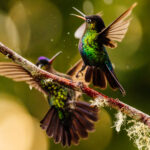 'Fight Club, Hummingbird-style!' Fiery-throated Hummingbirds are known for their fierce defence of their favoured patch of flowers (image by Gin Wilde)