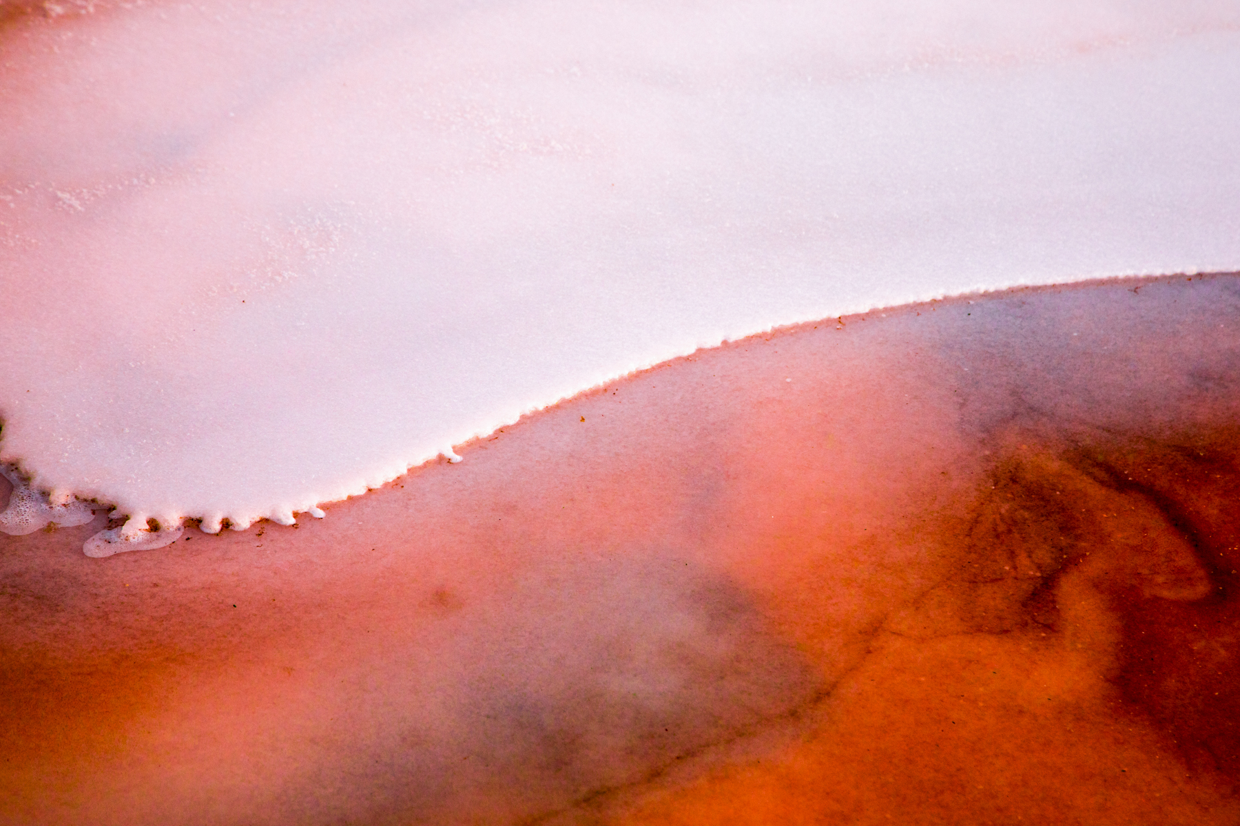 Wandering the shoreline of Lac Rose is to explore salt formations in pink and white. (image by Inger Vandyke)