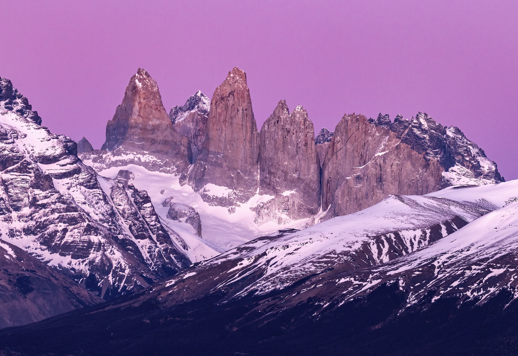 The dramatic peaks of Torres Del Paine at the blush of a new day (image by Wild Images guest Stuart Hahn)