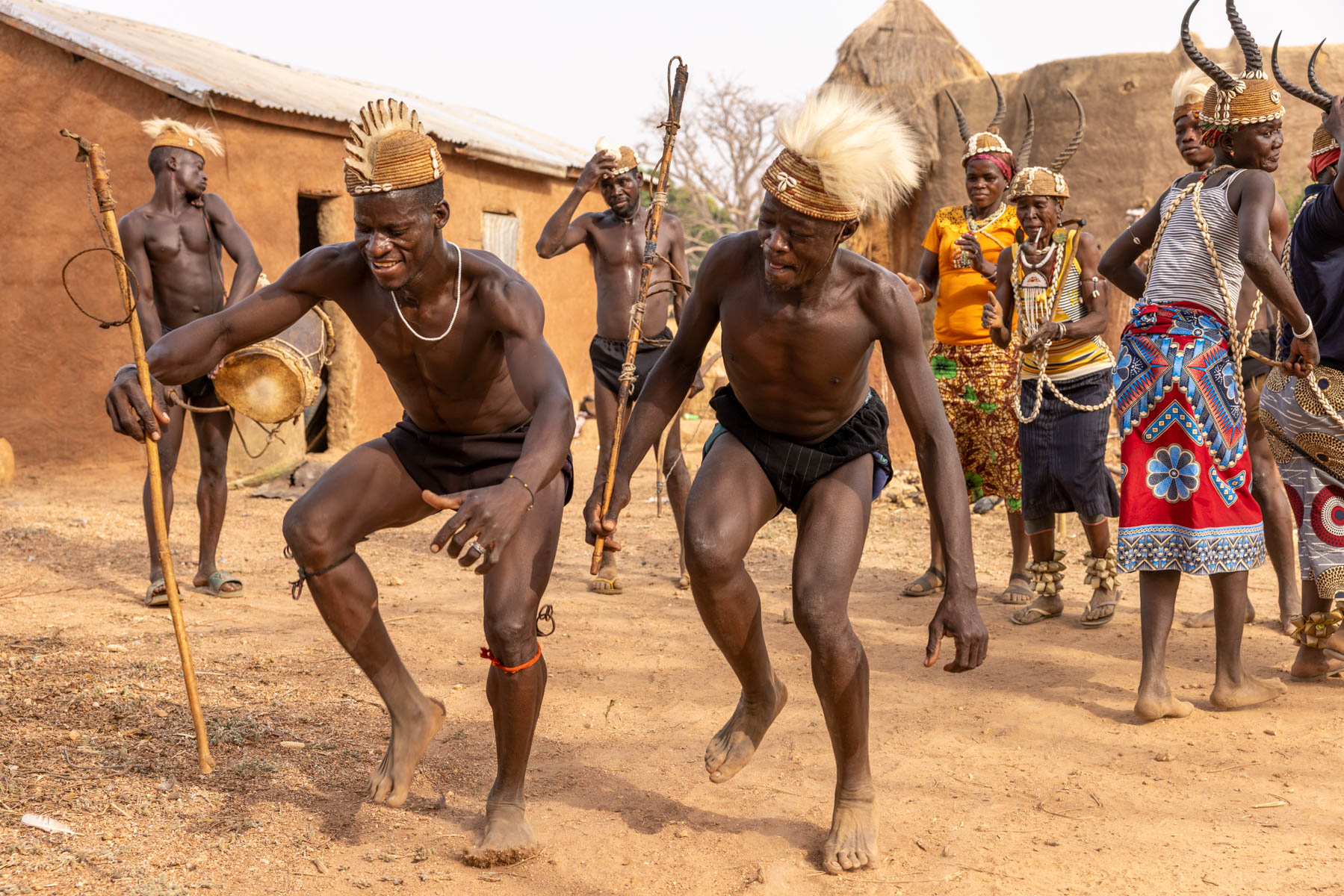 Batammariba men from Togo dancing with joy during an initiation ceremony (image by Ingrid Koedood)