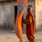 Egungun ceremony, spinning in circles as the costume becomes a living swirl of color (image by Ingrid Koedood)
