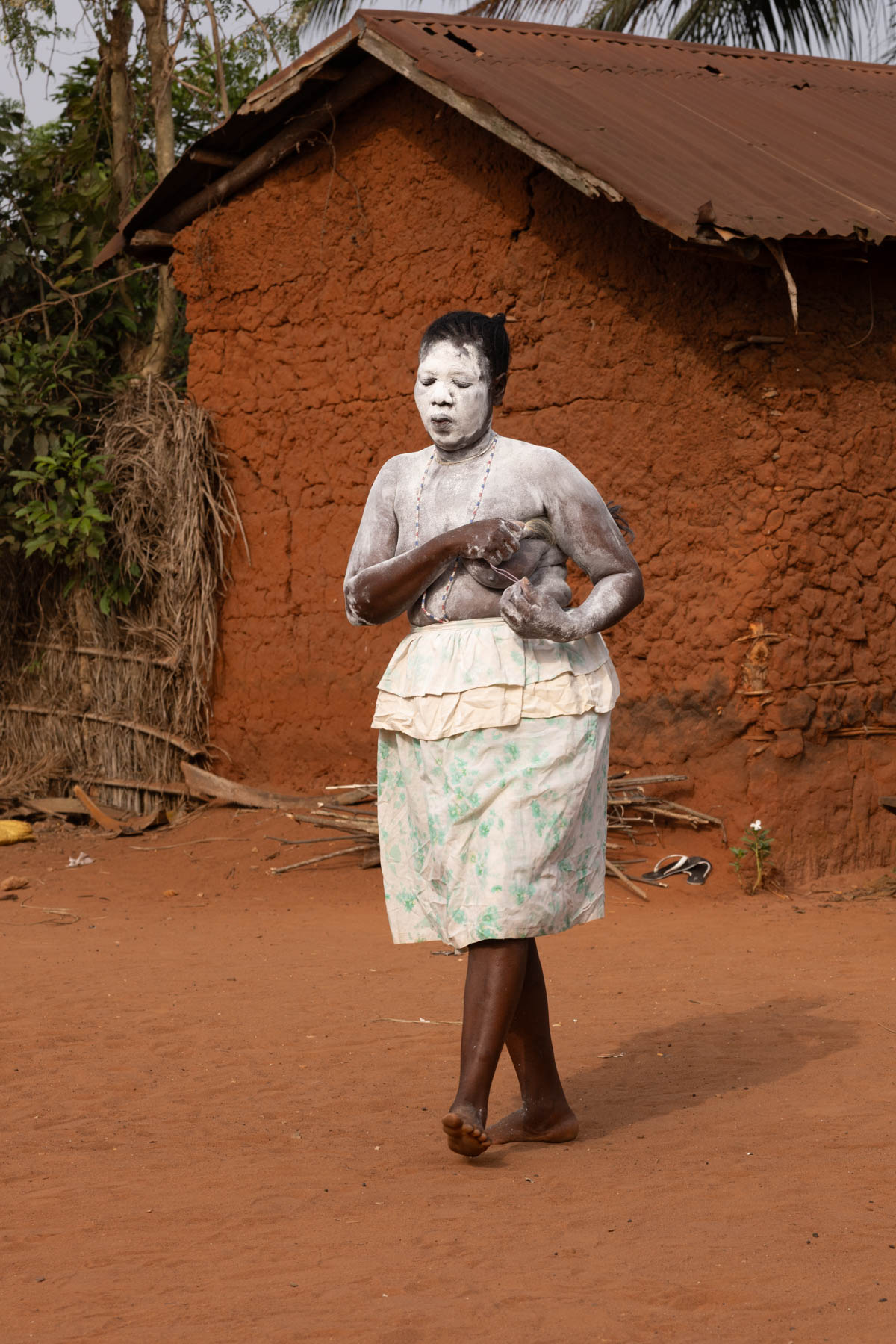 Gambada devotee in trance and covered in kaolin, as a sign of purity drawing closer to the spirit world (image by Ingrid Koedood)