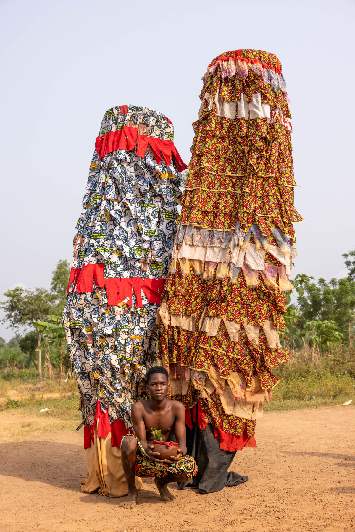 As an unexpected surprise we were welcomed in a remote village to visit a Gounouko mask ceremony. The Gounouko is seen as a living symbol of the four elements (air, fire, water and earth) carrying the fundamental forces of the universe (image by Ingrid Koedood)