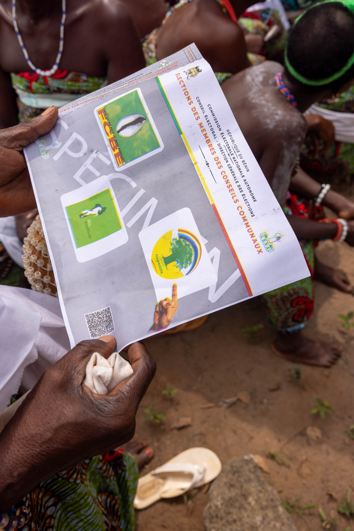 We accidentally arrived at a Heviosso ceremony, which was combined with election education. Pictograms made voting accessible for everyone (image by Ingrid Koedood)