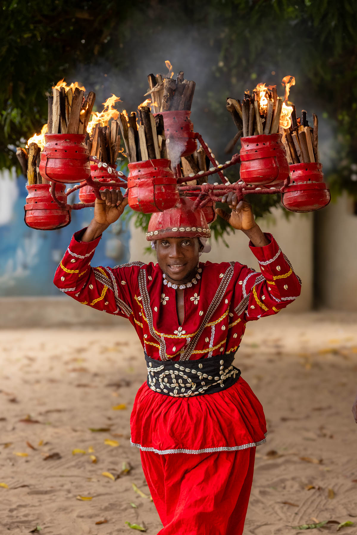 Heviosso fire ceremony: a devotee walks in circle carrying flaming pots on his head. Truly spectacular! (image by Ingrid Koedood)