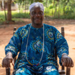 King Agassa, a respected Vodun leader. We met him during our visit, and he generously shared insights while we asked questions about the Vodun tradition (image by Ingrid Koedood)