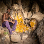 Inside a Sakpata shrine. A hidden sacred space within a rocky cave where prayers for protection and healing are offered (image by Ingrid Koedood)