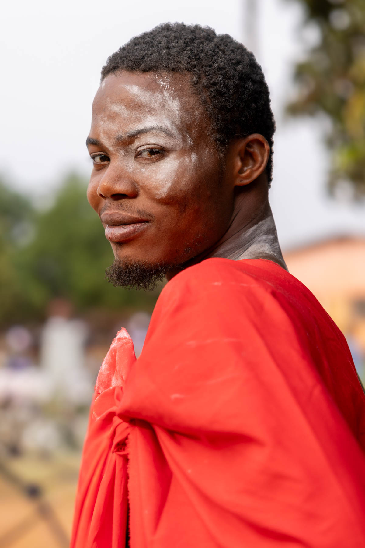 Portrait of a vodun devotee. The white kaolin symbolizes purity, protection and connection to the spirit world (image by Ingrid Koedood)