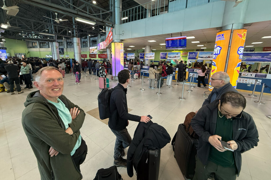 Checking in at Kathmandu’s antiquated domestic terminal (Image by Mike Watson)