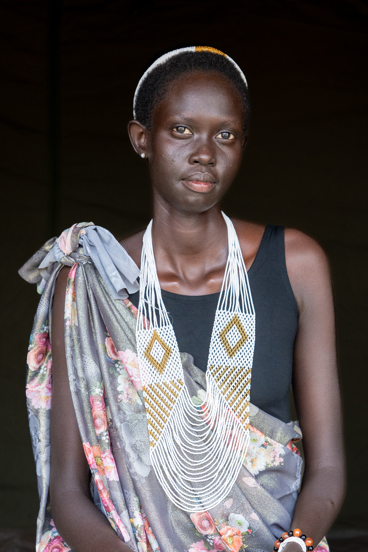 Nyanda wearing traditional Dinka wedding attire (image by Inger Vandyke)