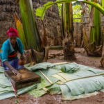 Dorze woman processing enset, whose fermented pulp is used to make traditional bread. (image by Ingrid Koedood)