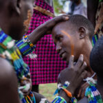During the Hamar ceremony the Maza (the whipper) is painted and adorned with body markings to prepare for his role in the event (image by Ingrid Koedood)