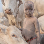 Mundari children are introduced to cows when they are babies (image by Inger Vandyke)
