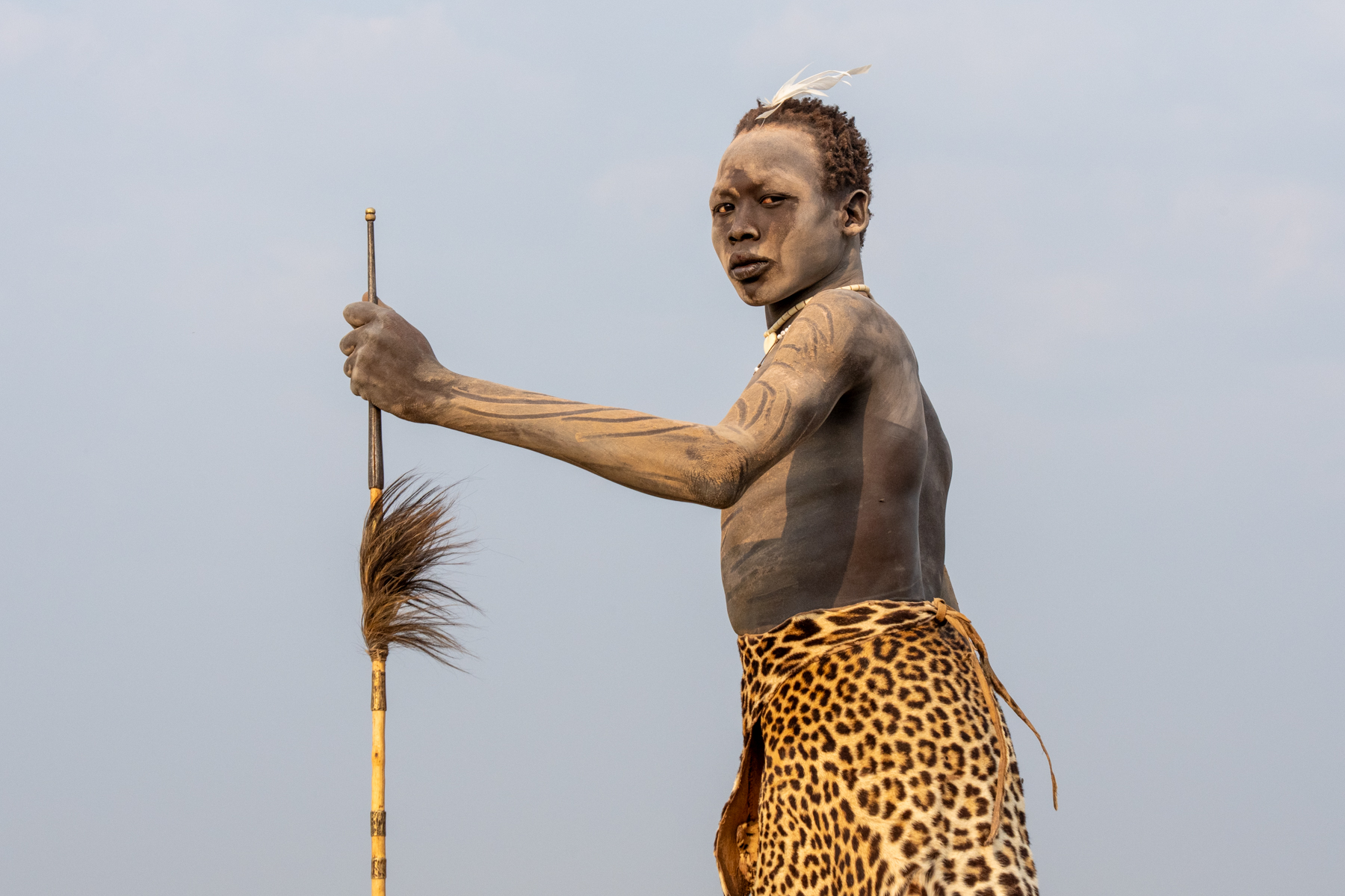 The Mundari, when they wear traditional warrior attire, truly look quite formidable (image by Inger Vandyke)