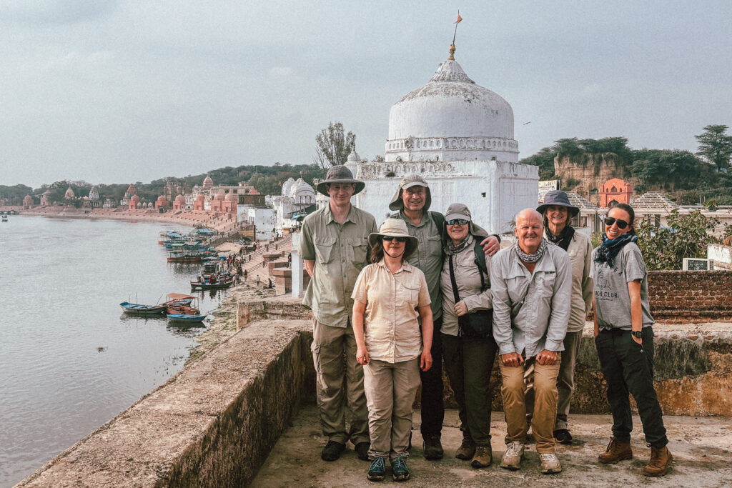 This year's Wild Images tour members, enjoying a break while visiting the Bateshwar Temple complex in Madhya Pradesh (image by Virginia Wilde)