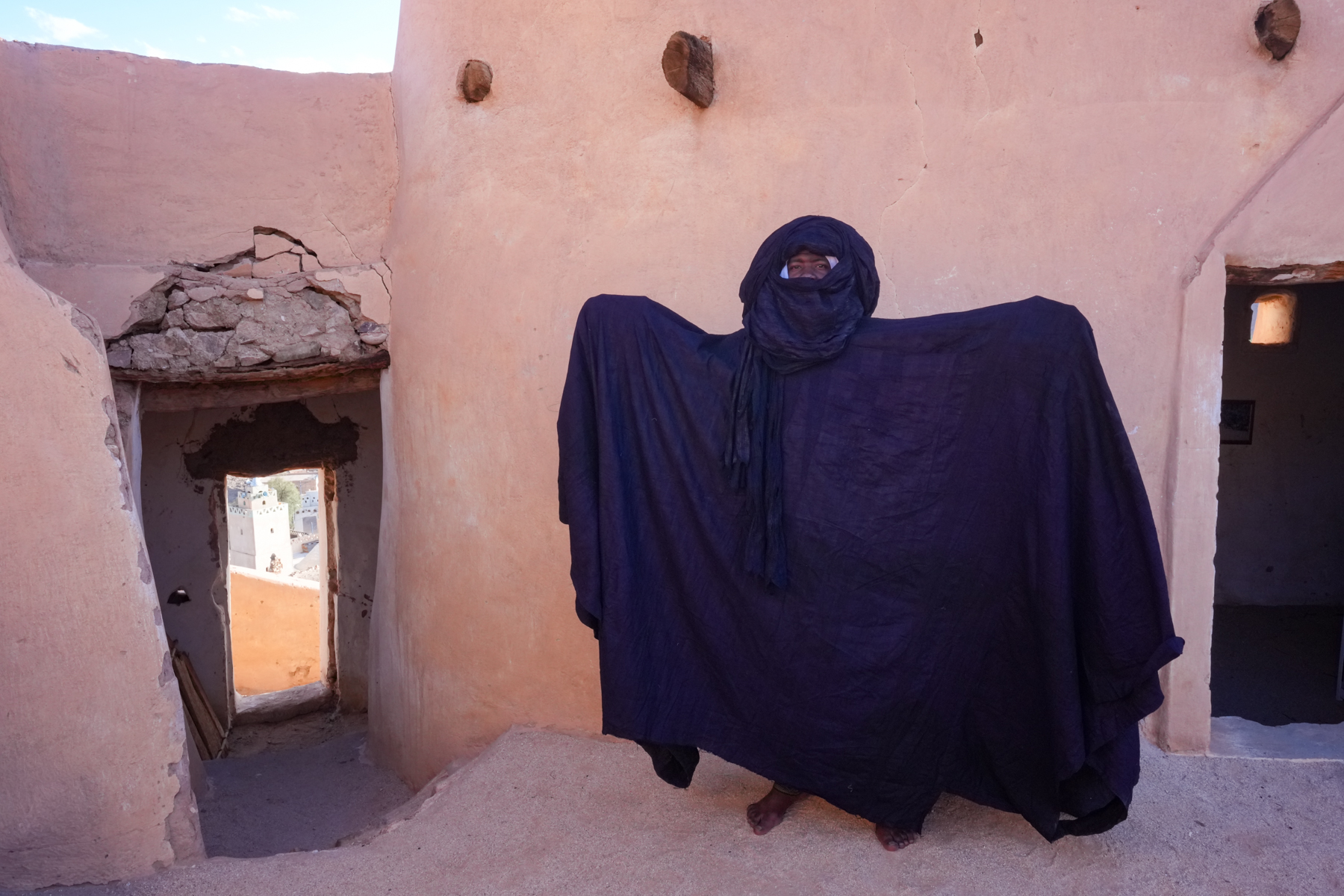 Tuareg 'bat' dancer at Taghorfit (image by Inger Vandyke)