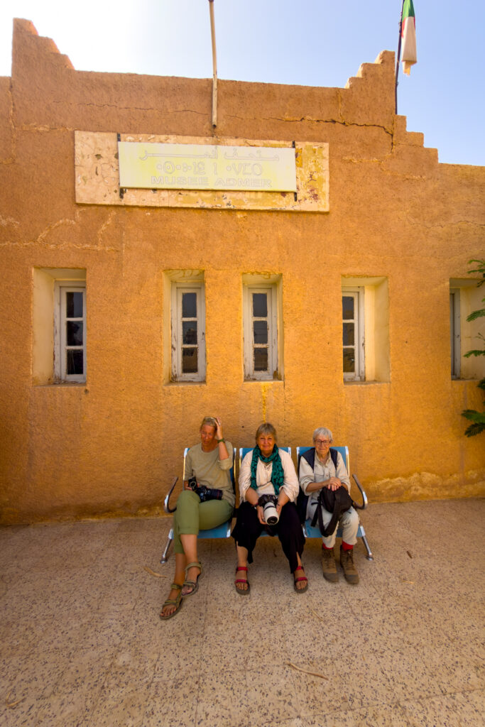Sabine, Katie and Myriam outside Bordj El Haoues Admer Museum (image by Inger Vandyke)