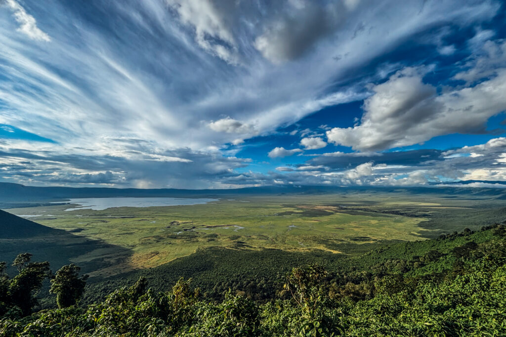 The mighty Ngoronogoro Crater: one of Africa's wonders, holding one of the highest densities of large mammals on Earth (image by Virginia Wilde)