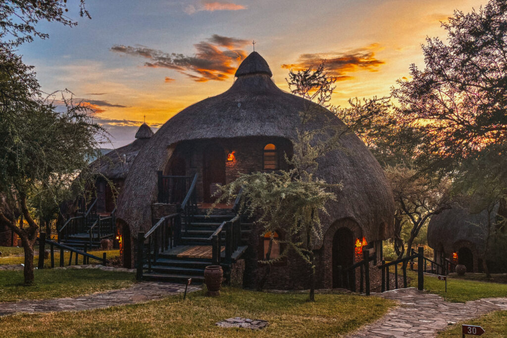 Our cottages in our Serengeti lodge were these traditional thatched 'rondavels' - stone-built domes that look like something from 'The Shire' in 'The Hobbit.' (image by Virginia Wilde)