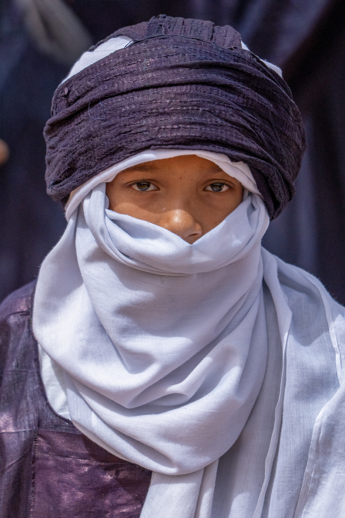 Tuareg boy in indigo Algeria (image by Inger Vandyke)