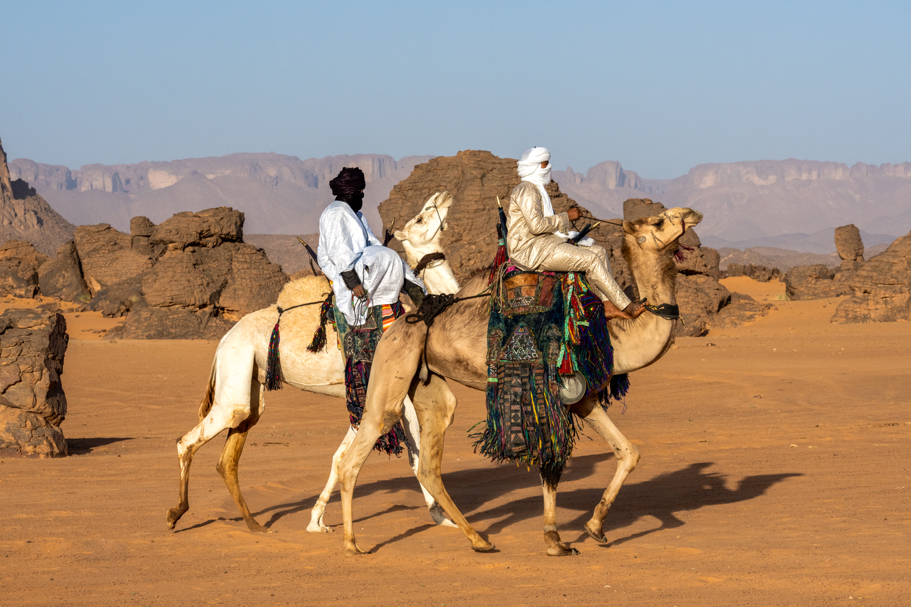 Tuareg men at camel dance (image by Inger Vandyke)