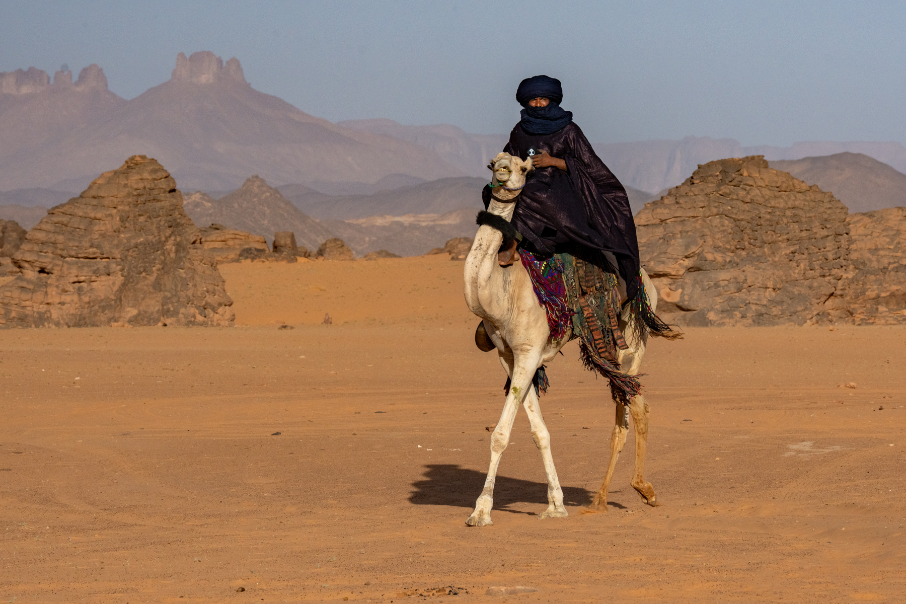 Tuareg man on camel (image by Inger Vandyke)