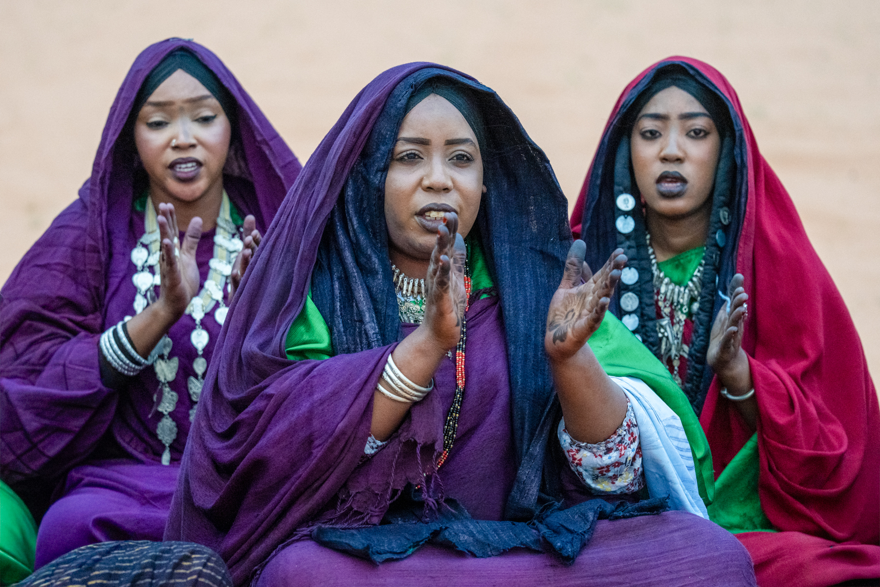 Tuareg women singing at Tahamat (image by Inger Vandyke)