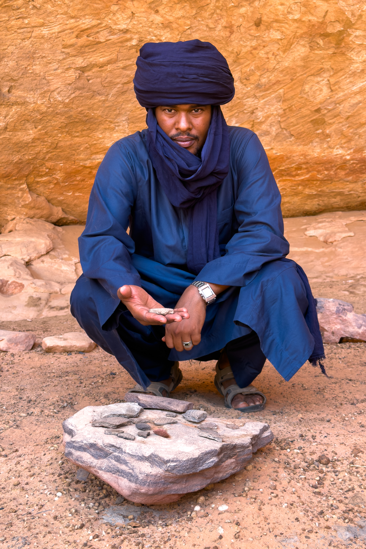 Exploring ceramic fragments at Aldenj (image by Inger Vandyke)