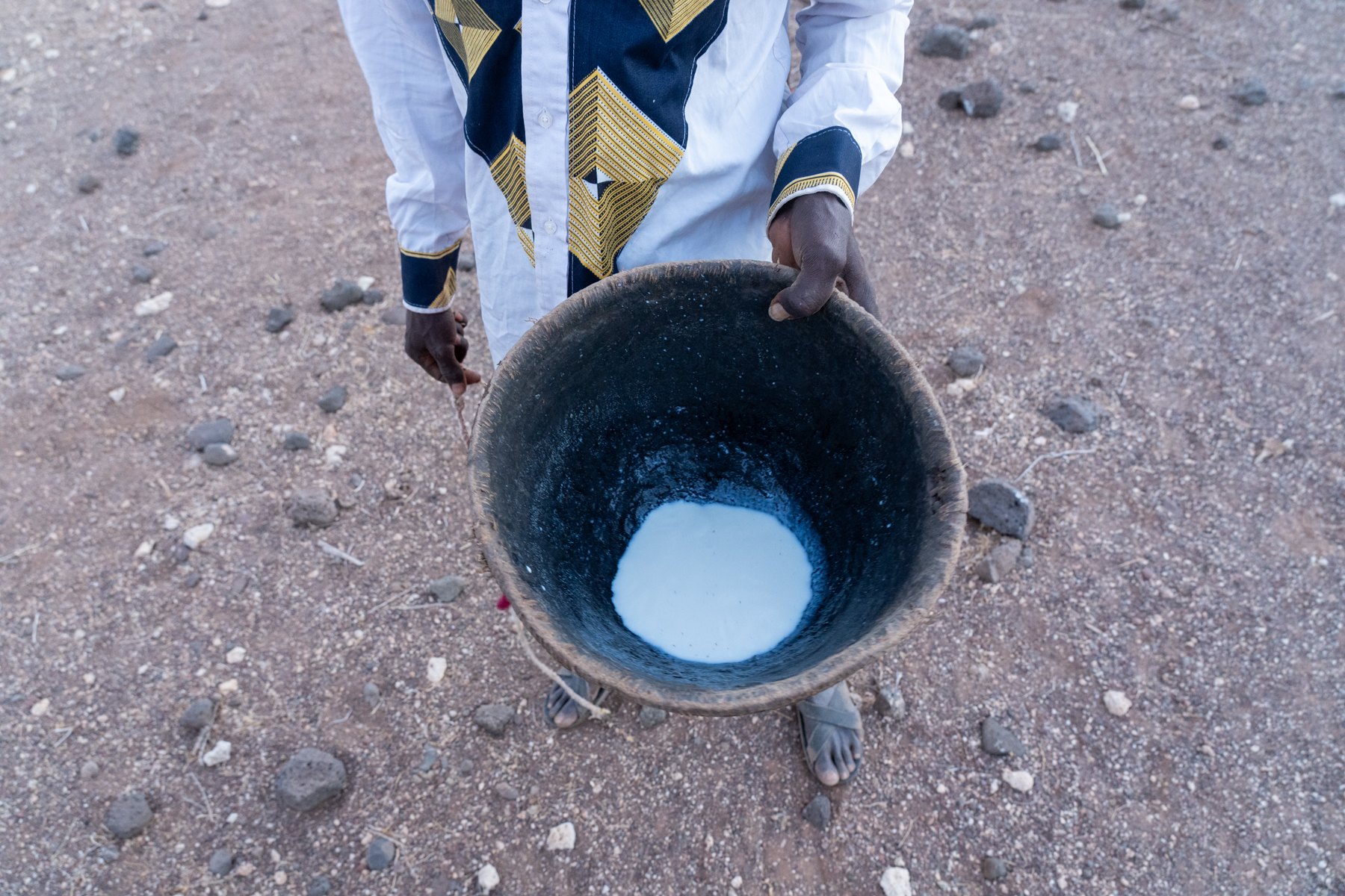 Fresh camel milk for a Gabbra family's breakfast (image by Inger Vandyke)