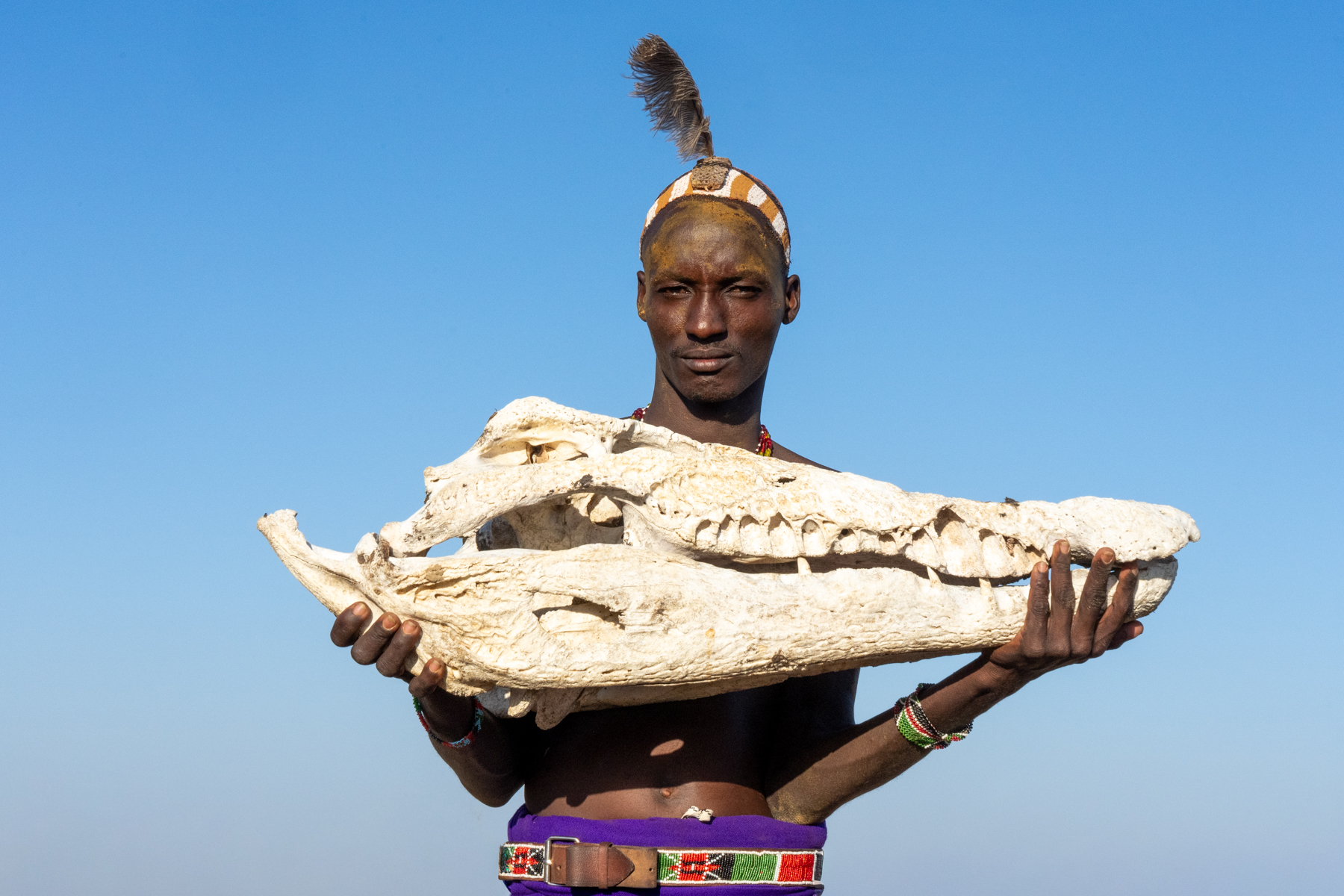 The Dassanech were the original crocodile hunters of Lake Turkana. Although they are no longer allowed to hunt crocodiles, the reminders of that time are everywhere (image by Inger Vandyke)