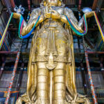The impressive 26-metre high golden statue of Migjid Janraisig, towering inside Gandan Monastery in Ulaanbaatar (image by Ingrid Koedood)