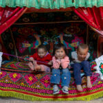 An empty yurt quickly became a playground for the children, who were climbing, playing and having fun everywhere (image by Ingrid Koedood)