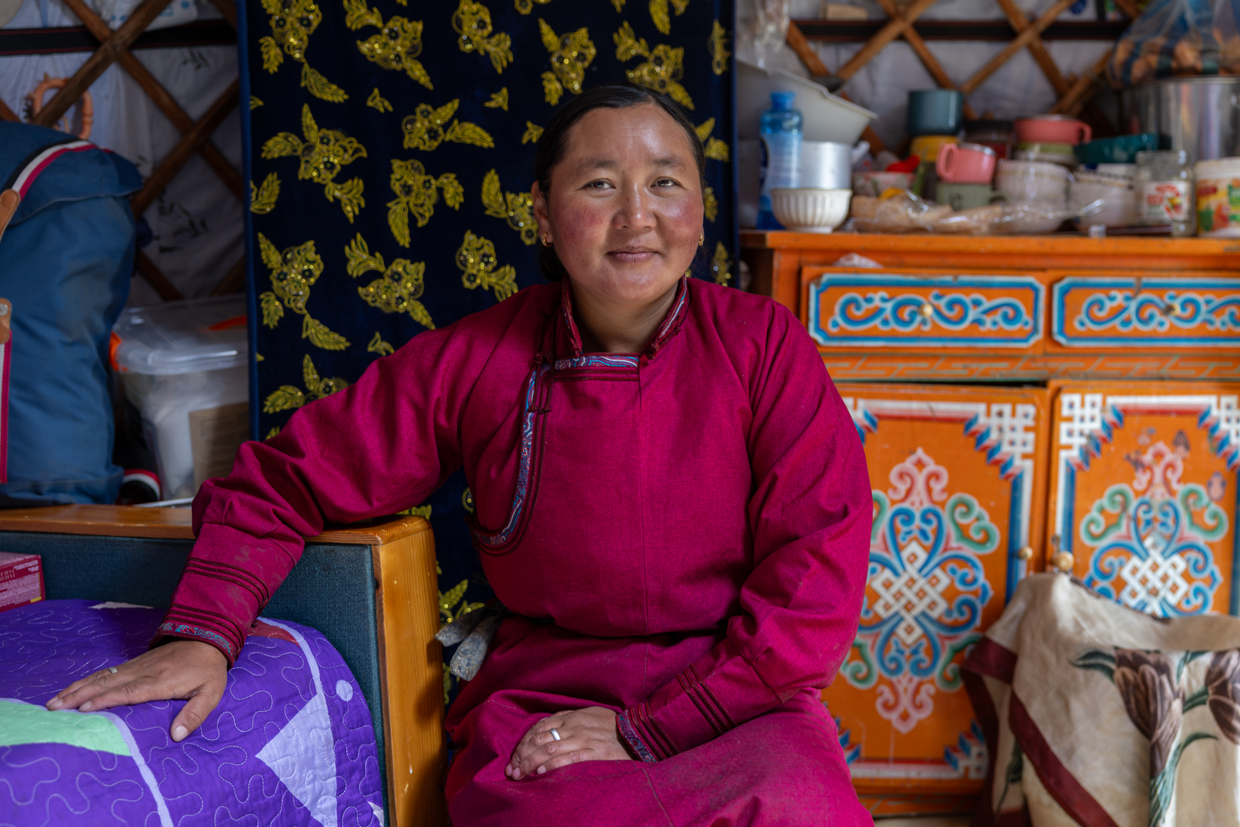 A Kazakh woman photographed in her yurt (image by Ingrid Koedood)
