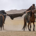 Kokbar, the mounted horseback tug-of-war using the headless carcass of a goat (image by Ingrid Koedood)