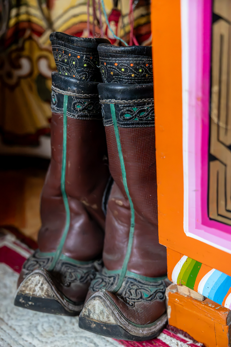 A pair of traditional Mongolian boots, spotted inside a ger (image by Ingrid Koedood)