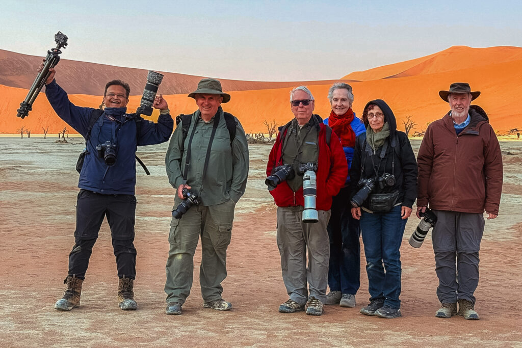 It's a 25 minute hike into the incredible pan of Deadvlei - and we endeavoured to be the first group to reach it that morning after a 4am(ish) start. I don't know if you group here are elated or shattered! (image by Virginia Wilde)