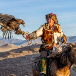 Training the eagle in preparation for the festival (image by Ingrid Koedood)