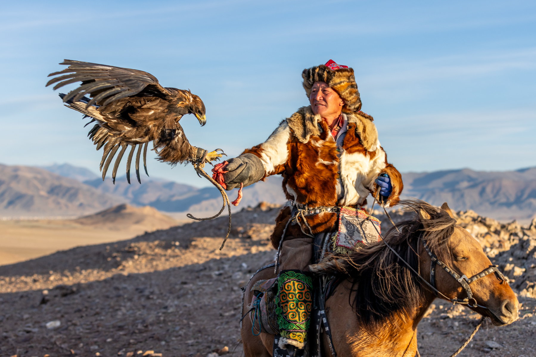 Training the eagle in preparation for the festival (image by Ingrid Koedood)