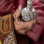 A traditional Mongolian snuff bottle, filled with finely ground tobacco. Offering and exchanging a snuff bottle is an important gesture of greeting, respect and hospitality (image by Ingrid Koedood)
