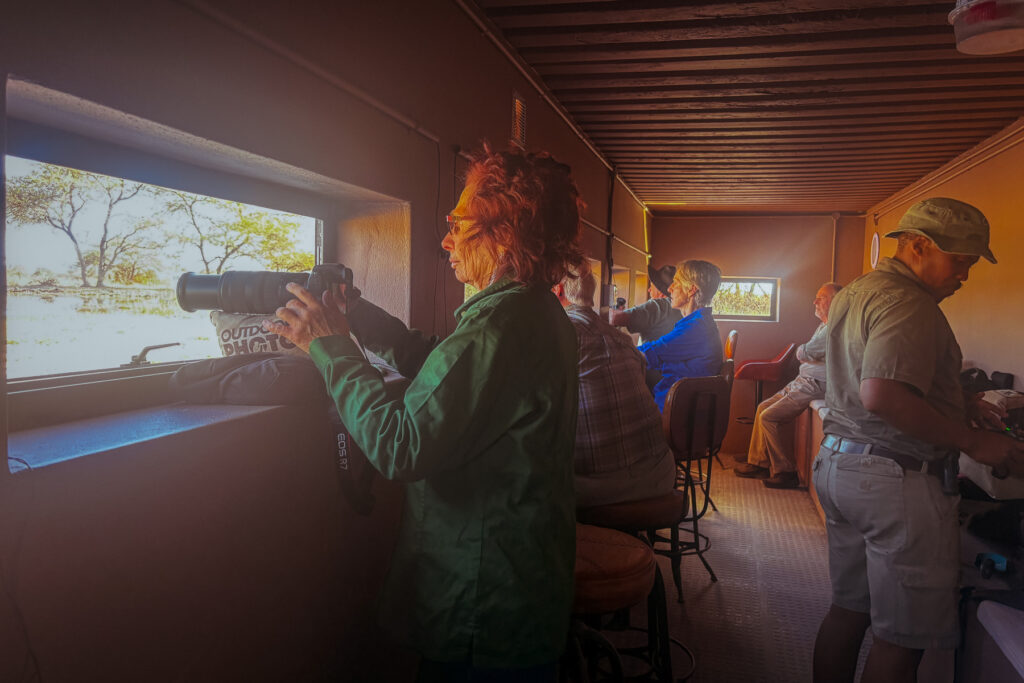 We loved our sessions in Onguma Reserve's Onkolo Hide. It was comfortable and incredibly near any wandering wildlife. And Onguma guide Salomon had a hamper of food and drink treats on hand at all times! (image by Virginia Wilde)