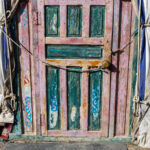 The colourful door of a traditional yurt. When entering, it is important to step over the threshold rather than stand on it. It’s a sign of respect in Mongolian tradition (image by Ingrid Koedood)